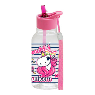 Бутылка 460 мл с соломкой декор Rope-Unicorn мод.161813-003 (Турция)