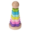 Деревянная игрушка. Пирамидка "Радужные цветы" (16х7,5х7)