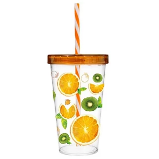 Стакан с трубкой Orange 660 мл мод.161448-015P